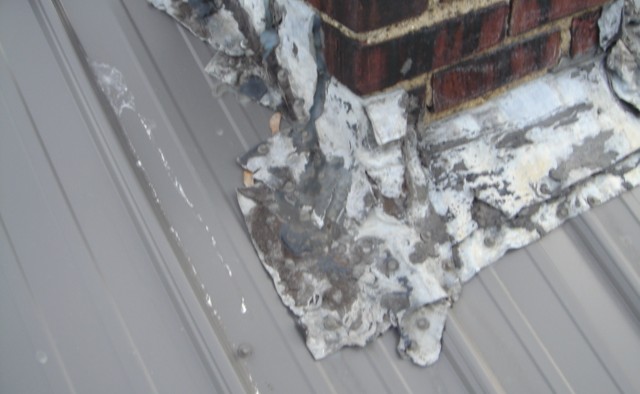 Close up of the chimney before it was replaced